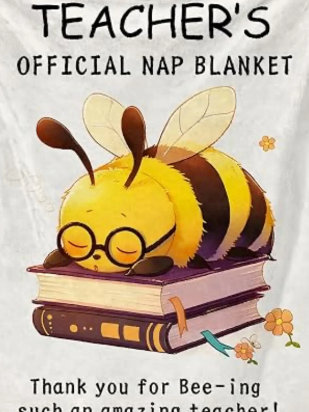 Charter Club Yellow & Black Bee Teacher Nap Blanket with Books Illustration